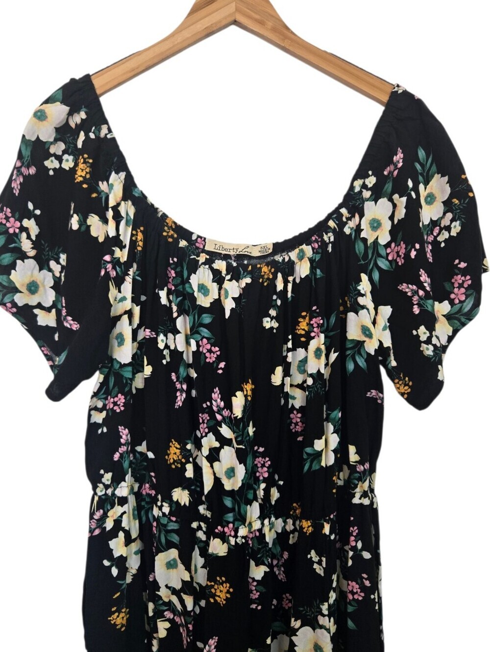 🌸 Liberty Love 3XL Black Floral Maxi Dress Boho Cottagecore - Picture 3 of 6